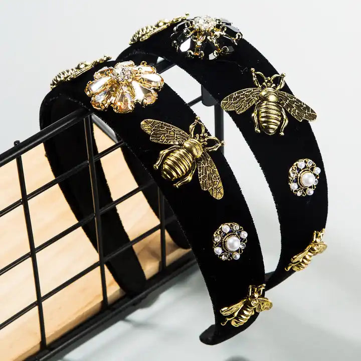 Luxury Retro Bee-Style Velvet Headband™