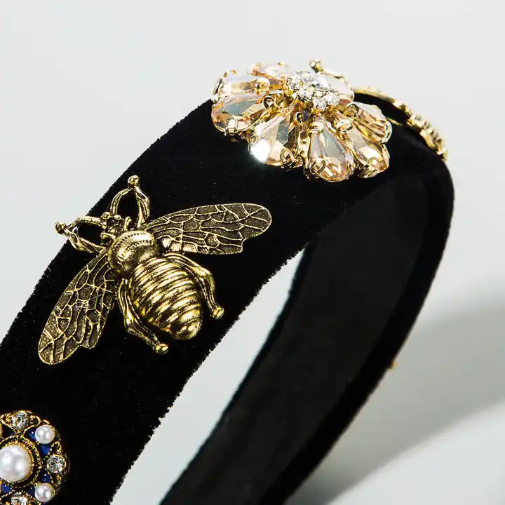 Luxury Retro Bee-Style Velvet Headband™