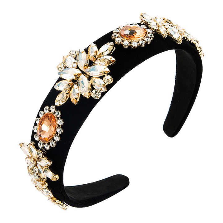 Retro Heavy Crystal Flannelette Rhinestone Headbandâ˘