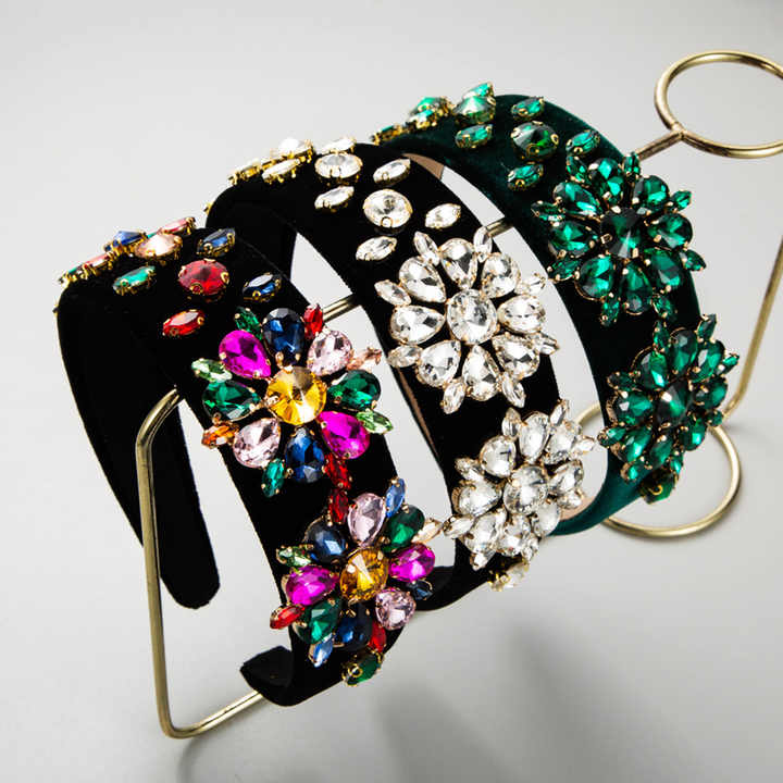 Retro Heavy Crystal Flannelette Rhinestone Headbandâ˘