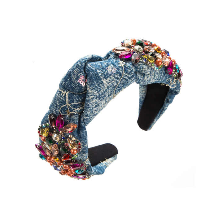 Handsewn Rhinestone Baroque Denim Headband™