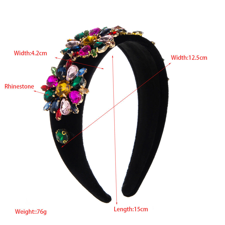 Retro Heavy Crystal Flannelette Rhinestone Headbandâ˘
