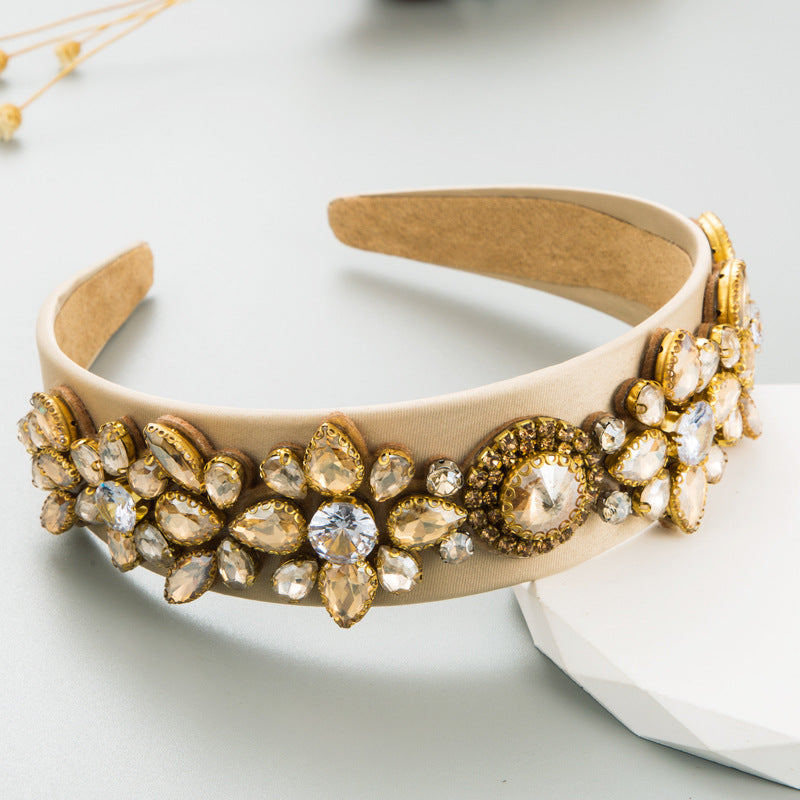 Retro Heavy Crystal Flannelette Rhinestone Headbandâ˘