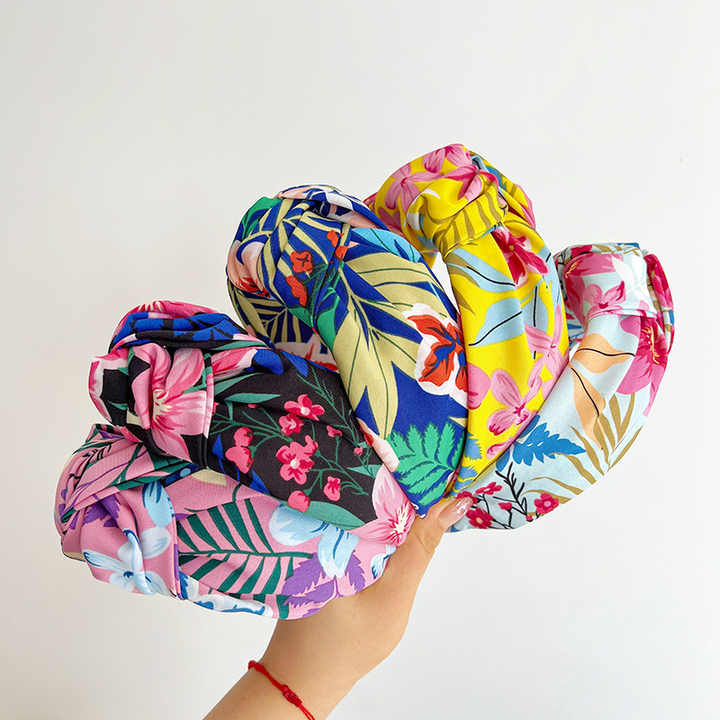Satin Printed Floral Knot Headband™