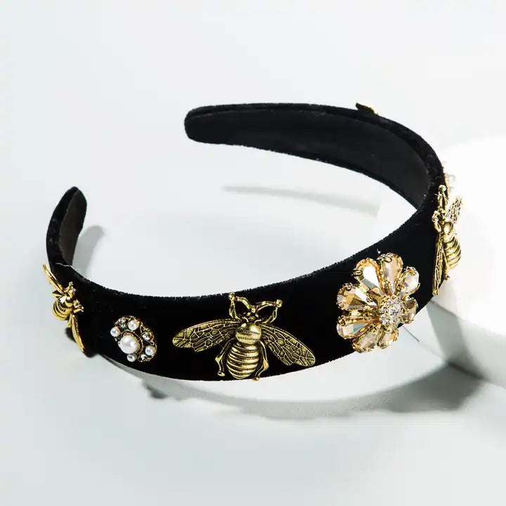 Luxury Retro Bee-Style Velvet Headband™