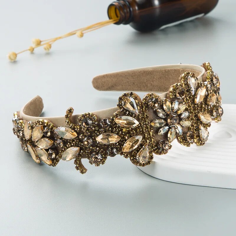 Crystal Rhinestone Wide Floral Headband™